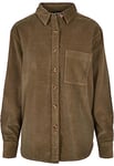 Urban Classics Women's Tb3755-ladies Corduroy Oversized Shirt, Olive, L Plus Tall