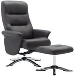 Texas Slate Faux Leather Swivel Recliner Chair with Footstool