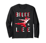 Bruce Lee Flying Kick Shadowed Face Shot Long Sleeve T-Shirt