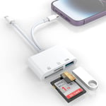 Lecteur De Carte Sd Pour Iphone/Ipad, Connecteur Lightning + Usb C Vers Lecteur De Carte Sd/Tf Adaptateur Lecteur De Carte Mémoire Pour Micro Sdxc, Sdhc, Sdxc, Cartes Sd, Disque Usb, Pour Iphone/Ipad