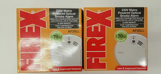 KIDDE FIREX OPTICAL MAINS SMOKE ALARM LONG LIFE KF20LL *PACK OF TWO*