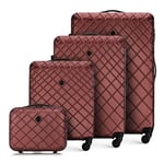 WITTCHEN Travel Suitcase Carry-On Cabin Luggage Hardshell Made of ABS with 4 Spinner Wheels Combination Lock Telescopic Handle Classic Line Set of 4 suitcases Burgundy