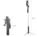 Universal Portable Phone Selfie Stick Tripod Bluetooth Remote 80cm Single Light