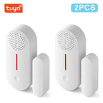 capteur de porte/fenêtre intelligent,wi-fi,alarme de sécurité,détecteur d'ouverture/fermeture de porte,contrôle à distance avec application,activation et désactivation du - Type Tuya wifi 2PCS