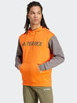 adidas Terrex Mens Mountain Logo Hoodie -brown, Brown, Size M, Men