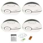 Smoke Alarm, Fire Alarm Smoke Detector with LED Indicator&Test/Silence Button,Replaceable Battery,Conforms to EN14604 Standard,Sound and Flash Alarm 85dB/3m for Home (Standalone 4 Pack)