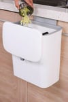 9L White Kitchen Compost Bin Hanging Trash Can with lid and pressure ring