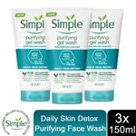 3 x 150ml Simple Daily Skin Detox Purifying Face Wash