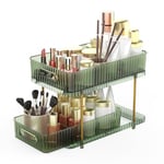 UBeesize Organisateur de maquillage - Double couche - Organisateur de maquillage - Avec tiroirs - Pour salle de bain, cuisine, lavabo (onyx vert)