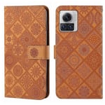 Brown Ethnic Style Pu-Kotelo, Joka On Yhteensopiva Motorola Moto X30 Pron Kanssa