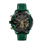 Diesel Griffed Montre pour Homme, Mouvement à Quartz/Chronographe avec Bracelet en Silicone, Acier Inoxydable ou Cuir, Vert et Graphite, 48mm