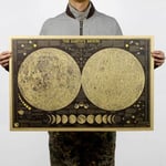 Poster Wall Map Vintage Lunar Moon Map Paper Moon Phase 72x48 CM