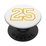 Numéro #25 Jaune Blanc Numéro Sport PopSockets PopGrip Interchangeable