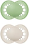 MAM Original Soother 16+ Months (Pack of 2), Baby Soother Made from Sustainable Material, SkinSoft Silicone Teat, with MAM Soother Case, Cream (Designs May Vary)