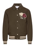 Les Deux Felipe Varsity Wool Jacket Khaki Green