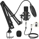 Microphone À Condensateur, Micro Cardioïde Xlr Professionnel Avec Bras T20, Support Antichoc, Filtre Anti-Pop Pour Enregistrement, Podcasting, Voix Off, Streaming, Home-Studio, Youtube (Tc20)