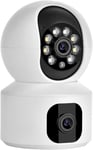 Wowi Camera Interieure Wifi Double Objectif Surveillance Domicile,Blanc