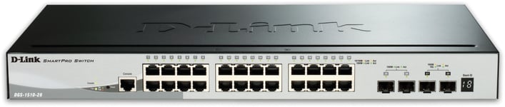 D-LINK – Gigabit SmartPro kytkin, 24xRJ45, 4x10G SFP+, metalli, 1U, 19" (DGS-1510-28X/E)