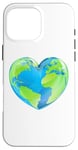 Coque pour iPhone 16 Pro Max Globe terrestre en forme de cœur