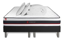 Pack sommier tapissier matelas  Mousse avec couette et oreillers