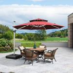 Parasol Déporté Inclinable 3.3 m Rond, Parasol De Jardin Extérieur Toit à Double Rotatif 360°, Parasol Terrasse Extérieur Luxueux, Terre - Purple Leaf