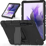 Coque Robuste pour Samsung Galaxy Tab S8 Plus/S7 Plus/S7 FE 31,4 cm, Protection intégrale Contre Les Chutes pour Enfants et étudiants - Noir