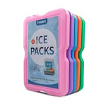 Home Freezer Blocks Ice Packs for Lunch Bags & Coolers - Slim, Reusable & BPA-Free Freezer Packs | Long-Lasting, Quick Freeze | Perfect for Picnic, Camping, Beach & Outdoor Sports (Colored - 5 Pack)