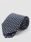 Mango Mulberry Silk Dog Print Tie, Navy