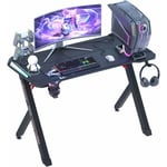 Unho - Bureau Gaming led 100cm Bureau Gamer rgb pour Ordinateur Table Gaming pour pc Informatique - Noir