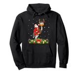 Xmas Decor Lights Funny Santa Riding Emu Bird Christmas Pullover Hoodie