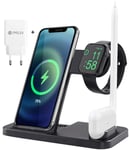 AICase 4 in 1 Wireless Charger, iWatch & A irPods & Pencil Charging Dock Station, Nightstand Mode for iWatch Series 5/4/3/2/1, Fast Charging for Phone 11/11 Pro Max/XR/XS Max/Xs/X/8 Plus/8