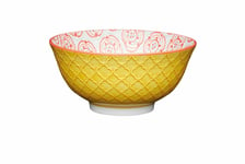 Set of 4 KitchenCraft Bright Yellow Floral Ceramic Bowls