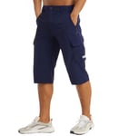 Mens 3/4 Length Cargo Shorts Elasticated Waist Quick Dry Casual Work Thin Pants