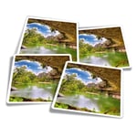 4x Square Stickers 10 cm - Hamilton Pool Sinkhole Texas USA  #16167