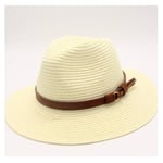 YuanBo WU 2019 Hommes Femmes Paille Casquette de Baseball avec Ceinture Plage Soleil Chapeau Dames Plage Chapeau côté Large Chapeau de Paille Panama 56-58 CM (Color : Beige, Size : 56-58cm)