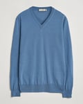 Canali Merino Wool V-Neck Light Blue