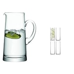 LSA International Bar Tapered Jug 1.9 Litre Clear| 1 Unit | Mouthblown and Handmade Glass | BR15 & Borough Highball 420 ml Clear | Set of 4 | Dishwasher Safe | BG04