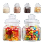 Relaxdays 10027717 Glass Jars Pack of 6, 700ml, Airtight Lid, Decorative Food Storage, Wedding Candy Bar Set, Vintage, Clear