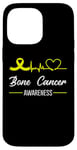 Coque pour iPhone 14 Pro Max Ruban jaune pour sensibilisation au cancer des os HeartBeat Love In July