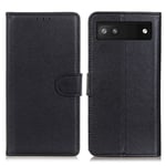 Google Pixel 6a - Læder cover / pung - Sort