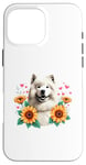 Coque pour iPhone 16 Pro Max Sunflowers Samoyed Dog Sammies