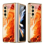 Coque Galaxy Z Fold 4 5G,étui pour téléphone Portable Ultra Mince en Verre 9H Peinte Brillante,Housse de téléphone Pliable pour Samsung Galaxy Z Fold 4 5G-Agate Rouge