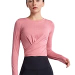 Long sleeved Workout Tops for Women Athletic Tank Yoga shirts Gym t-shirt Clothes Running Exercise Gym Shirts,pink,S