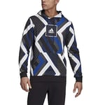 Adidas M Aop Hoodie Sweatshirt - White/Team Royal Blue/Grey Four F17/Black, X-Small