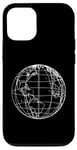 Coque pour iPhone 12/12 Pro World Globe Line Art Carte planète Terre Atlas Voyage