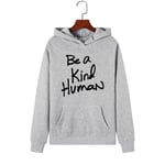 3DWY Women Print Hoodies Hip Pop Pocket Pullover Polerones Fashion Streetwear Be A Kind Human Letter Print Hooded Sweatshirt