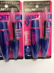 LOT of 2 - Maybelline New York The Rocket Washable Mascara - #400 Blackest Black