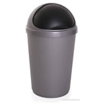 50 Litre Plastic Bullet Bin Rubbish Waste Bins Kitchen Dustbin Silver Flap Lid 