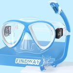 Findway Masque de Plongée Enfant, Masque Snorkeling pour 4-12 Ans, 180° Visible Lunettes de Plongée Enfant en Verre Trempé avec Tuba, Protection UV Garçons et Filles Lunettes de Natation