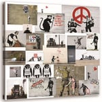 Tableau sur toile, Banksy Mural - collection d'oeuvres Street Art - 30x30